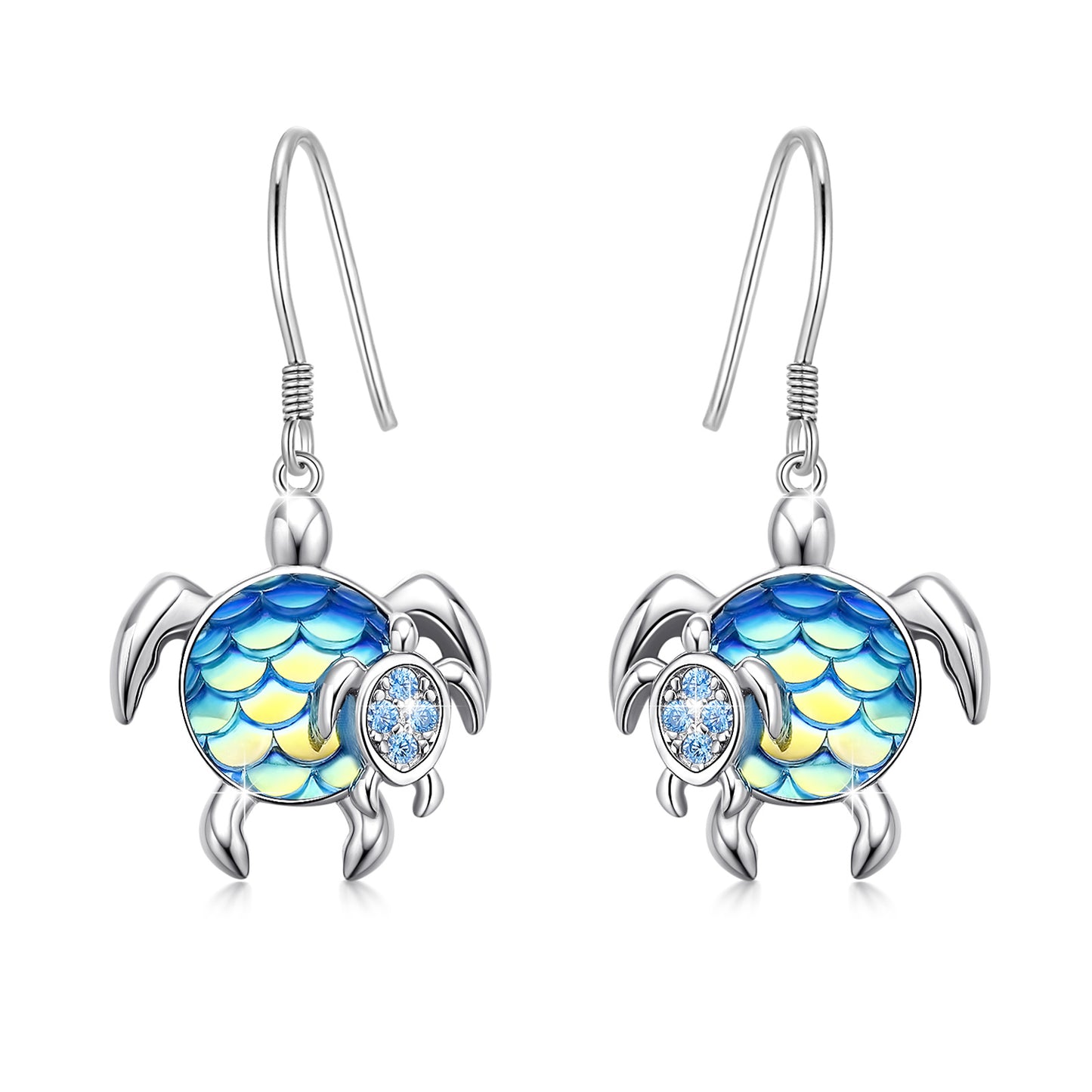 Turtle Earrings Sterling Silver Mom and Baby Dangle Mother and Daughter Tortoise